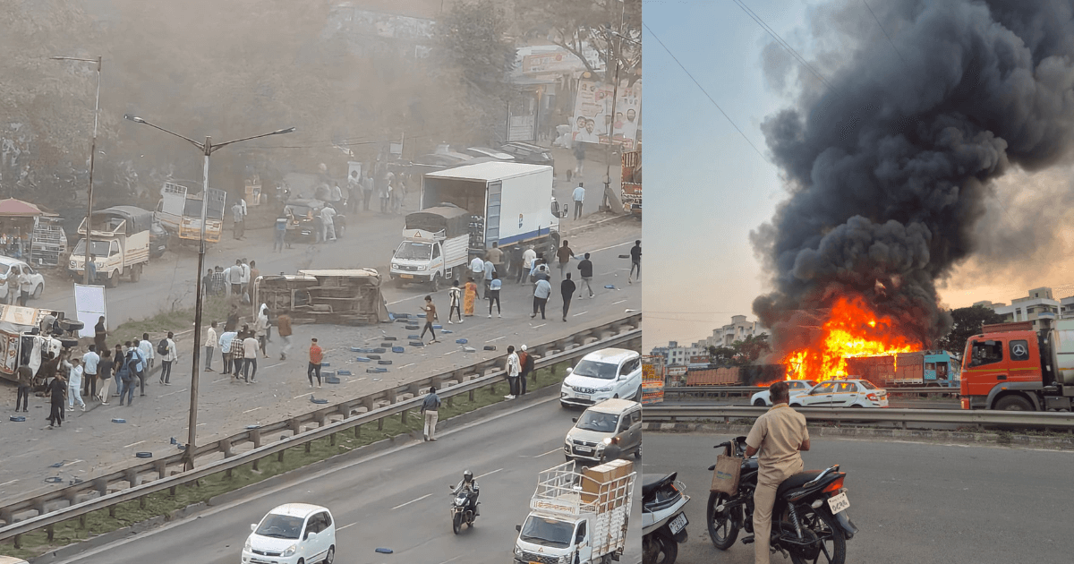 नवले ब्रिजवर भीषण अपघात, कंटेनर व इतर वाहनांना लागली आग